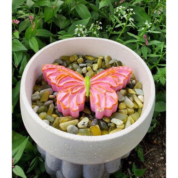 7" Cement Bee Watering Station, Butterfly Puddler Dish, Pollinator Garden - Picture 6 of 10